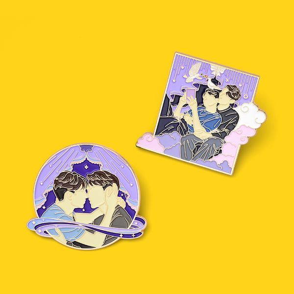 reading time couple romantic enamel pins purple clouds mountains badge brooches lapel pins shirt bag jewelry for couple's gift, Gray
reading time couple romantic enamel pins purple clouds mountains badge brooches lapel pins shirt bag jewelry for couple's gift, Gray