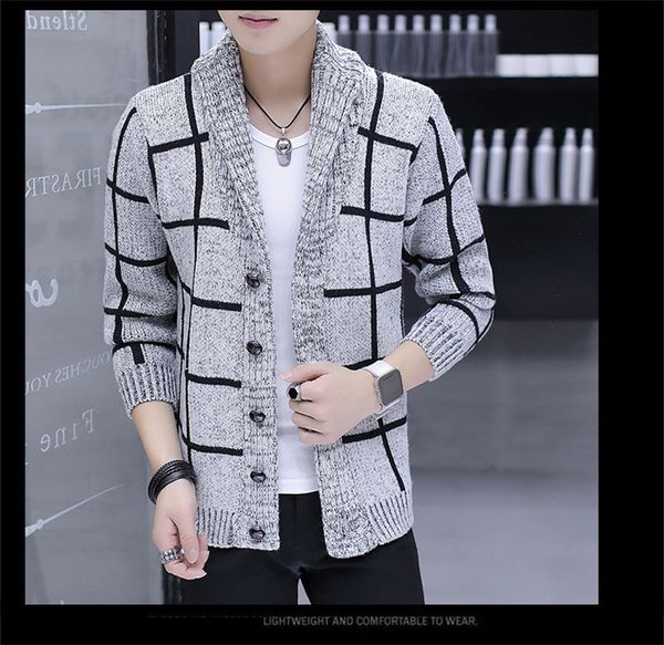 plaid pattern mens designer sweater single breasted fashion homme cardigan knitwear teenager spring autumn sweater jacket, White;black
plaid pattern mens designer sweater single breasted fashion homme cardigan knitwear teenager spring autumn sweater jacket, White;black