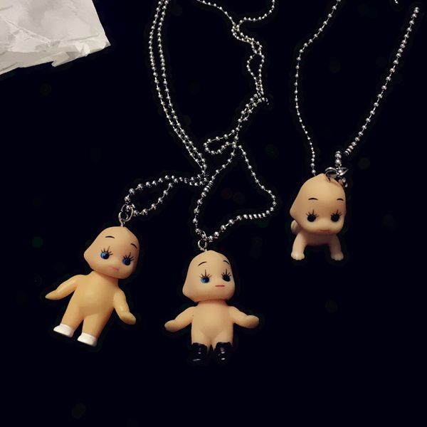 pendant necklaces arrival funny cupid little human baby necklace cool fashion party night club angel long chain women girls, Silver