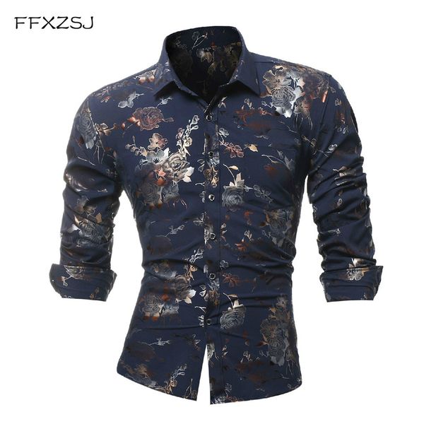 male business shirts summer 2020 fashion men's flower gold stamping long sleeve shirt men printing button down casual clothing, White;black
male business shirts summer 2020 fashion men's flower gold stamping long sleeve shirt men printing button down casual clothing, White;black