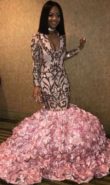 pink lace mermaid long prom dresses 2019 long sleeves v neck 3d floral floor length evening party gowns bc1363, Black
pink lace mermaid long prom dresses 2019 long sleeves v neck 3d floral floor length evening party gowns bc1363, Black