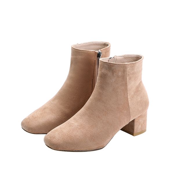 winter korean version of suede side zipper boots women's nude color with thick with square head high heels, Black
winter korean version of suede side zipper boots women's nude color with thick with square head high heels, Black