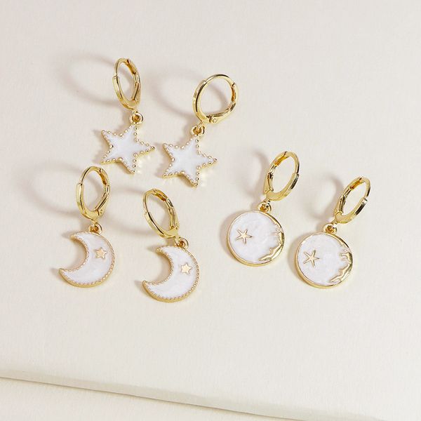 2020 new trendy ins gold white enamel crescent moon star starfish hoop earrings korean fashion chic women party jewelry, Golden;silver
2020 new trendy ins gold white enamel crescent moon star starfish hoop earrings korean fashion chic women party jewelry, Golden;silver