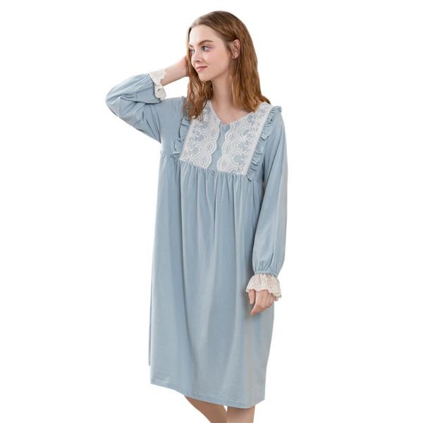 women home long sleeve nightdress sweet lady spring embroidered princess skirt cotton, Black;red
women home long sleeve nightdress sweet lady spring embroidered princess skirt cotton, Black;red