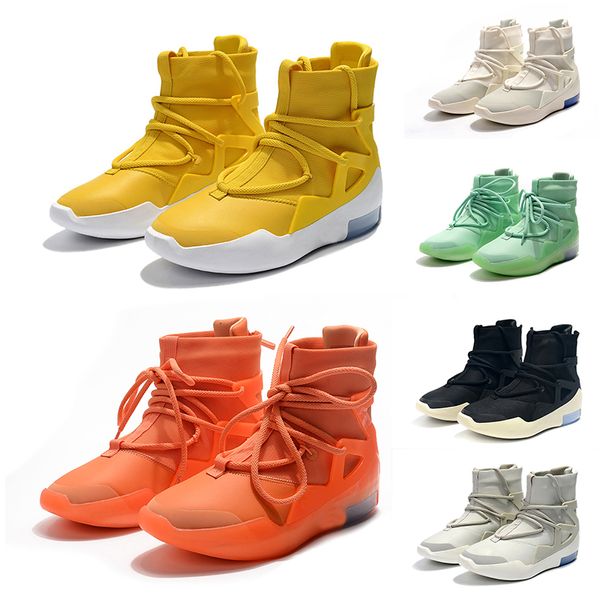 

air designer fear of god 1 high boots light bone hyper yellow luxury orange mens designer sneakers zoom fog casual shoes size 7-12