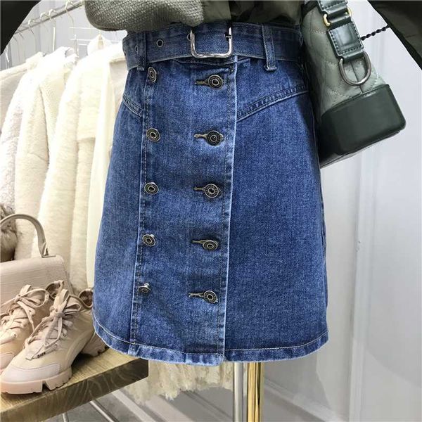 2020 spring new-style belted skirt loose-fit double-breasted a- line denim skirt retro denim skirts women's clothes feminina, Black
2020 spring new-style belted skirt loose-fit double-breasted a- line denim skirt retro denim skirts women's clothes feminina, Black