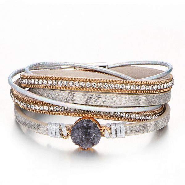 fashion bohemian multilayer leather bracelet female snake crystal beads charm wrap bracelets magnetic buckle bracelet, Golden;silver
fashion bohemian multilayer leather bracelet female snake crystal beads charm wrap bracelets magnetic buckle bracelet, Golden;silver