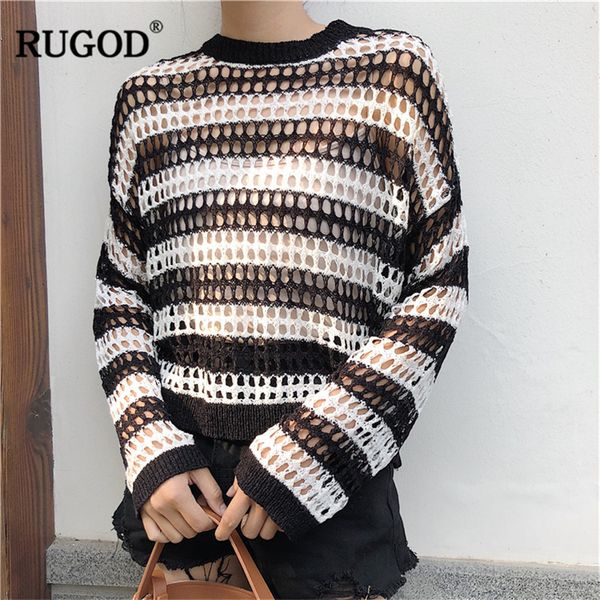 rugod 2019 new autumn casual loose o-neck full sleeve 4 color for choose women striped pullover hollow out fashion sweater women, White;black
rugod 2019 new autumn casual loose o-neck full sleeve 4 color for choose women striped pullover hollow out fashion sweater women, White;black