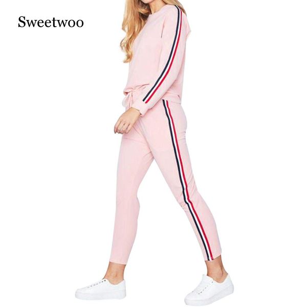 womens casual sweatshirt suits sports-wear 2 pcs tracksuits set ladies striped active sport loungewear running fitness suit, Black;blue
womens casual sweatshirt suits sports-wear 2 pcs tracksuits set ladies striped active sport loungewear running fitness suit, Black;blue