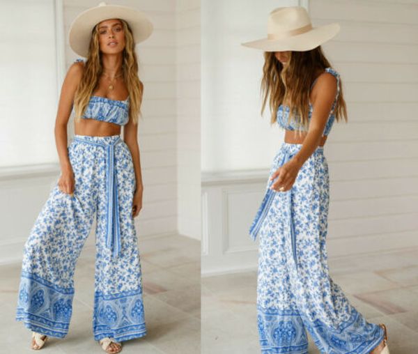 women 2 pieces bodycon crop pantts jumpsuit romper summer beach set outfits, White
women 2 pieces bodycon crop pantts jumpsuit romper summer beach set outfits, White