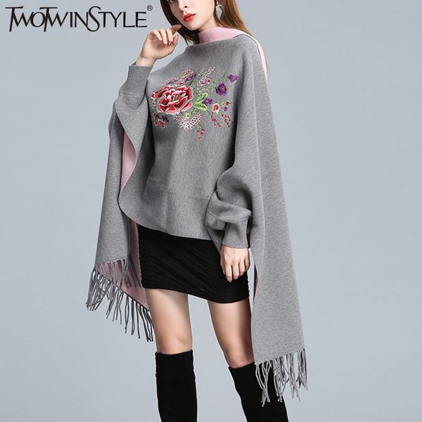 twotwinstyle knitted tassel tassel cloak sweater women autumn winter multiple colour cardigan lantern sleeve famale jumpers, Black
twotwinstyle knitted tassel tassel cloak sweater women autumn winter multiple colour cardigan lantern sleeve famale jumpers, Black