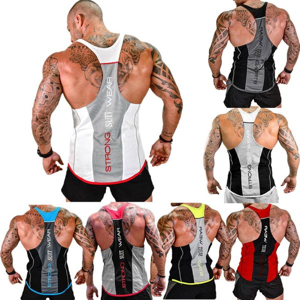 men gym muscle shirt tank sport bodybuilding stringer fitness athletic vest, Black;blue
men gym muscle shirt tank sport bodybuilding stringer fitness athletic vest, Black;blue