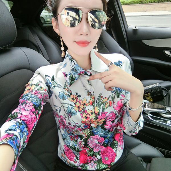 vintage floral women luxury shirts spring fall long sleeve lapel neck printed runway ladies designer blouse slim office button shirt, White
vintage floral women luxury shirts spring fall long sleeve lapel neck printed runway ladies designer blouse slim office button shirt, White