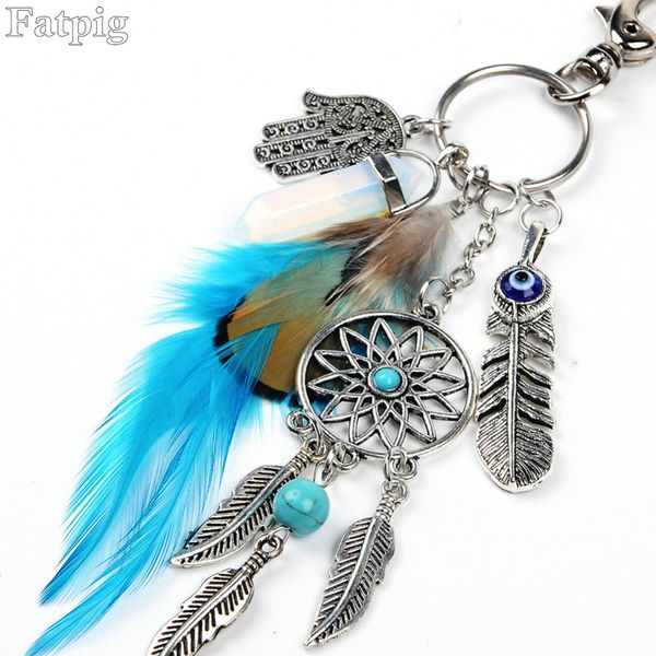 bohemian feather opal stone keychains women men dreamcatcher keyring fashion silver boho jewelry keychain for wholesale
bohemian feather opal stone keychains women men dreamcatcher keyring fashion silver boho jewelry keychain for wholesale