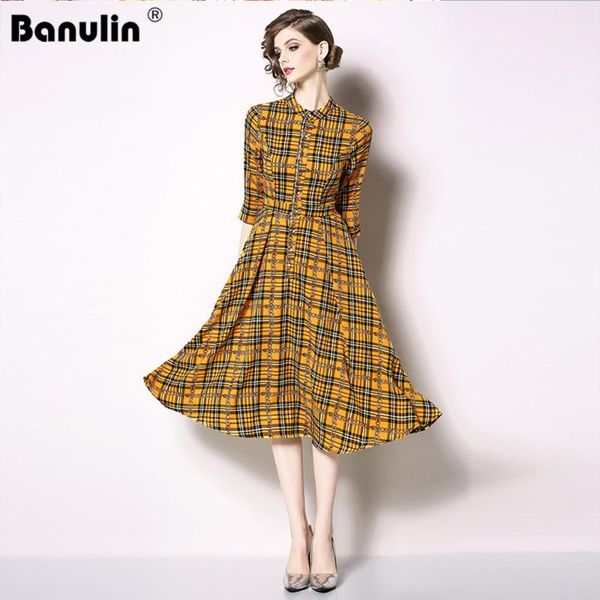 casual dresses banulin high fashion spring runway dress 2021 women's elegant long sleeve vintage plaid print midi party vestidos, Black;gray
casual dresses banulin high fashion spring runway dress 2021 women's elegant long sleeve vintage plaid print midi party vestidos, Black;gray