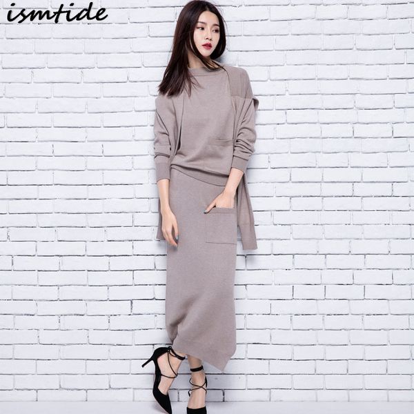 ismtide 2017 new autumn winter knitted mink cashmere suit patchwork long sleeved sweater fashionable skirts 3 piece set women, White;black
ismtide 2017 new autumn winter knitted mink cashmere suit patchwork long sleeved sweater fashionable skirts 3 piece set women, White;black