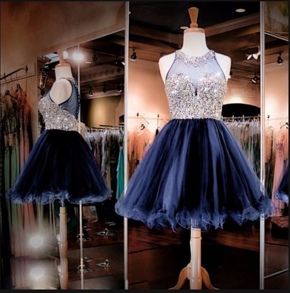 real picture beading crystal short prom dress navy blue tulle knee length petite girls sparkly ball gowns prom dresses sale, Black
real picture beading crystal short prom dress navy blue tulle knee length petite girls sparkly ball gowns prom dresses sale, Black