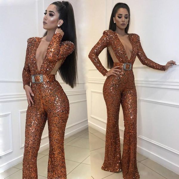 jumpsuit evening dresses v neck high qality prom dresses sequined lace long sleeves floor length formal evening gowns, White;black
jumpsuit evening dresses v neck high qality prom dresses sequined lace long sleeves floor length formal evening gowns, White;black
