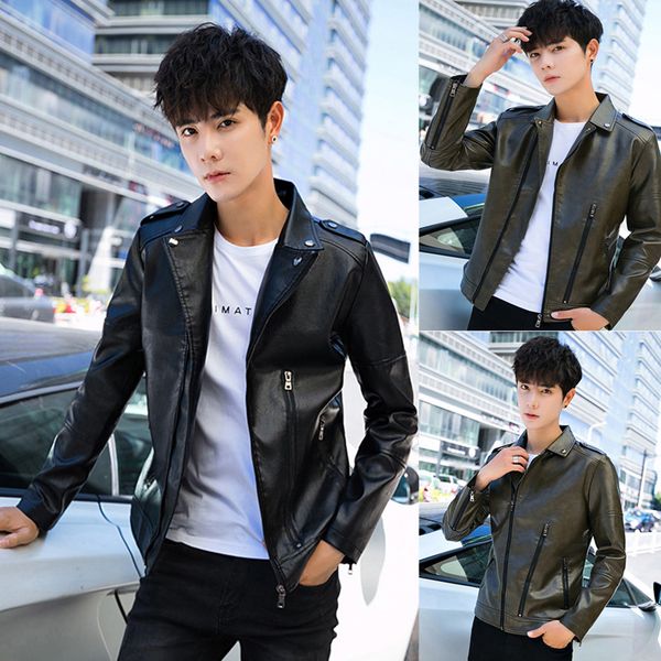 мужчины прохладный дышащий pu кожаная куртка slim fit мода мотоцикла корейский стиль casual coat 
мужчины прохладный дышащий pu кожаная куртка slim fit мода мотоцикла корейский стиль casual coat