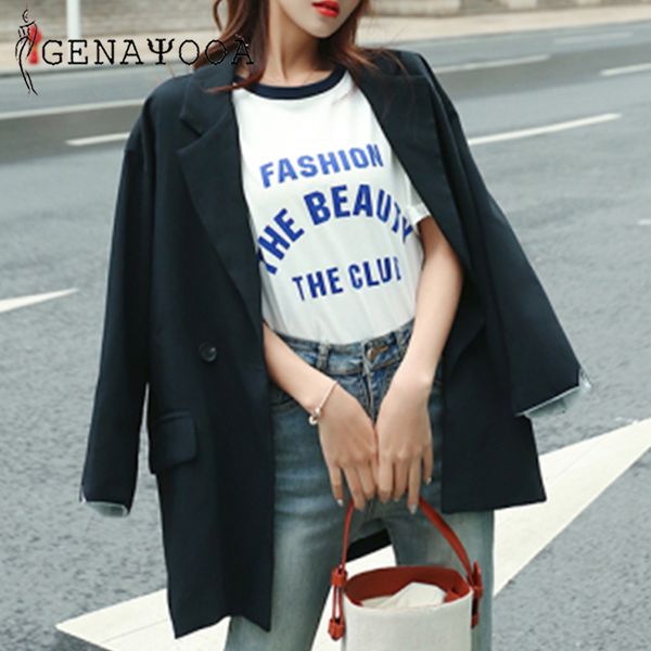 genayooa spring black blazer women blazers and jackets office loose ladies blazer mujer 2019 casual long sleeve coat for women, White;black
genayooa spring black blazer women blazers and jackets office loose ladies blazer mujer 2019 casual long sleeve coat for women, White;black