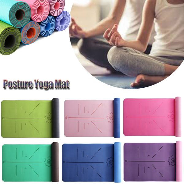 layer mat tpe non-slip yoga double yoga exercise pad with position line for fitness gymnastics and pilates beginner carpet d30