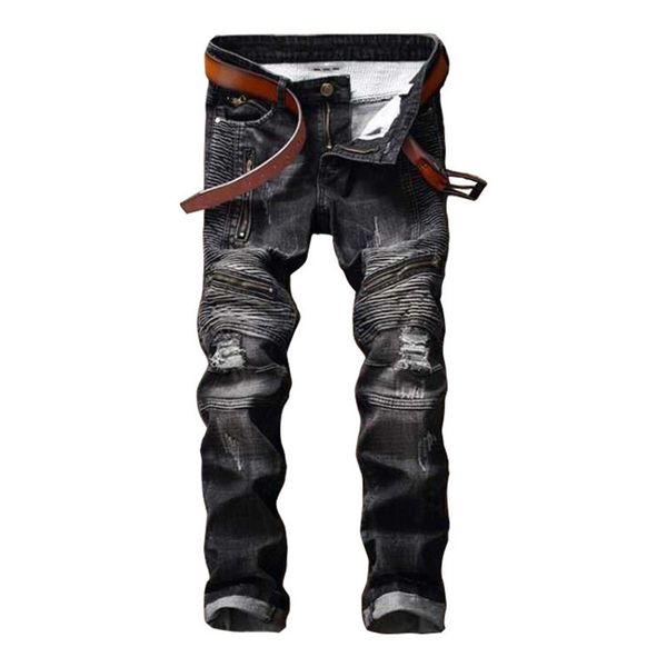 2019 new men's jeans men's pleated locomotive stretch slim pantsripped jeans side zip denim trousers more size 29-36 38, Blue
2019 new men's jeans men's pleated locomotive stretch slim pantsripped jeans side zip denim trousers more size 29-36 38, Blue