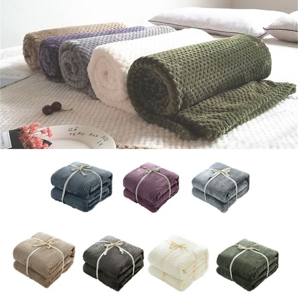 

pineapple plaid velvet plush solid color blanket throw soft fleece flannel bed cover weighted bedspread bedding summer adult