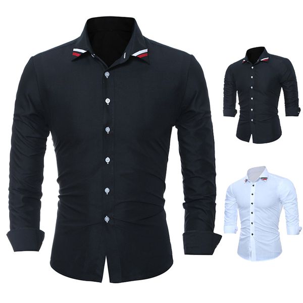 men's dress shirts mens fashion slim fit long sleeve solid color casual shirt social plus size, White;black
men's dress shirts mens fashion slim fit long sleeve solid color casual shirt social plus size, White;black