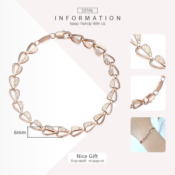 davieslee 585 rose gold filled bracelet for women chain tulip bead curb womens bracelet 3/4/6mm 18cm 20cm fashion jewelry lgb394, Black