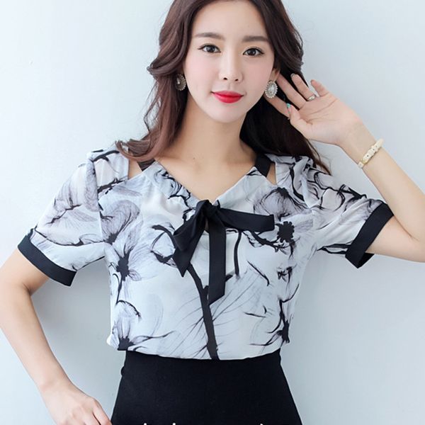 2019 new summer women and blouses short hollow out sleeve shirts fashion leisure chiffon shirt bow office ladies, White
2019 new summer women and blouses short hollow out sleeve shirts fashion leisure chiffon shirt bow office ladies, White