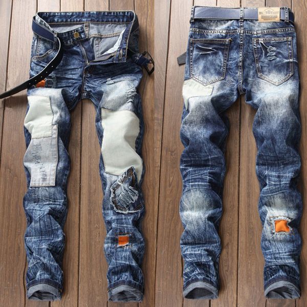 hip hop patch men jeans retro knee rap hole zipped biker jeans men loose slim destroyed torn ripped denim man 8m35, Blue
hip hop patch men jeans retro knee rap hole zipped biker jeans men loose slim destroyed torn ripped denim man 8m35, Blue