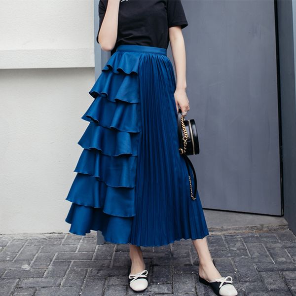qiukichonson korean style women pleated skirt high waist spring summer zip casual ruffle skirt ladies long jupe longue, Black
qiukichonson korean style women pleated skirt high waist spring summer zip casual ruffle skirt ladies long jupe longue, Black