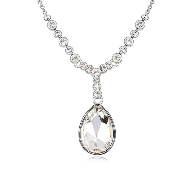 water drop necklaces pendants made with swarovski elements crystal white gold color plated fashion luxurious wedding bridal jewelry, Silver
water drop necklaces pendants made with swarovski elements crystal white gold color plated fashion luxurious wedding bridal jewelry, Silver