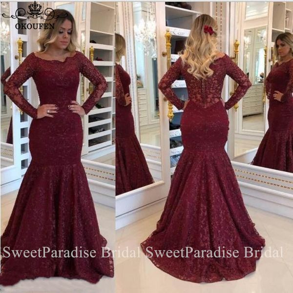 real ps burgundy evening dress with long sleeves mermaid sheer lace jewel neck formal prom dresses for women robe de soire, White;black
real ps burgundy evening dress with long sleeves mermaid sheer lace jewel neck formal prom dresses for women robe de soire, White;black
