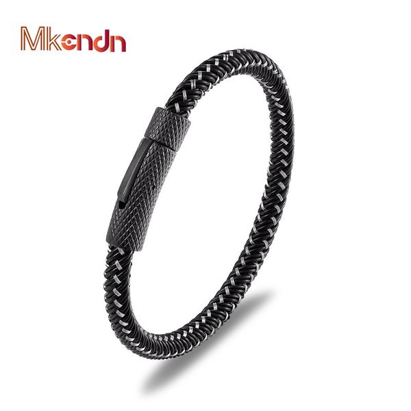 mkendn new men braided leather bracelet simple black stainless steel button neutral accessories magnetic clasp fashion bangles, Golden;silver
mkendn new men braided leather bracelet simple black stainless steel button neutral accessories magnetic clasp fashion bangles, Golden;silver