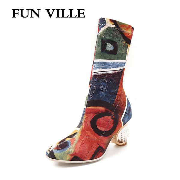 fun ville autumn winter new style colorful women ankle boots lycra stretch fabric high heels boots ladies shoes round toe, Black
fun ville autumn winter new style colorful women ankle boots lycra stretch fabric high heels boots ladies shoes round toe, Black