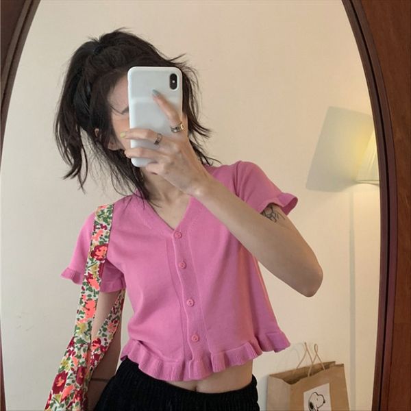 2020 lace short v-neck sweater lace sweater coat women's slim versatile short-sleeved cardigan top, White
2020 lace short v-neck sweater lace sweater coat women's slim versatile short-sleeved cardigan top, White