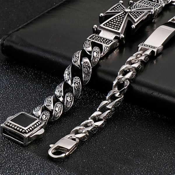 vintage cross stainless steel men bracelet lobster clasp mens chain id bracelets 2019 metal bangles friends gifts for him, Black
vintage cross stainless steel men bracelet lobster clasp mens chain id bracelets 2019 metal bangles friends gifts for him, Black