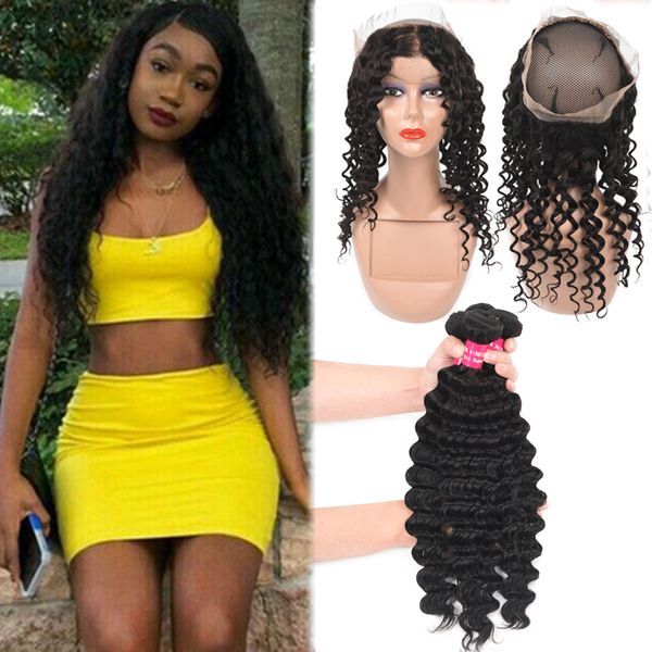 9a remyperuvian hair loose wave 3 bundles with 360 full lace closure deep body loose wave kinky curly straight human hair with 360 closure, Black
9a remyperuvian hair loose wave 3 bundles with 360 full lace closure deep body loose wave kinky curly straight human hair with 360 closure, Black