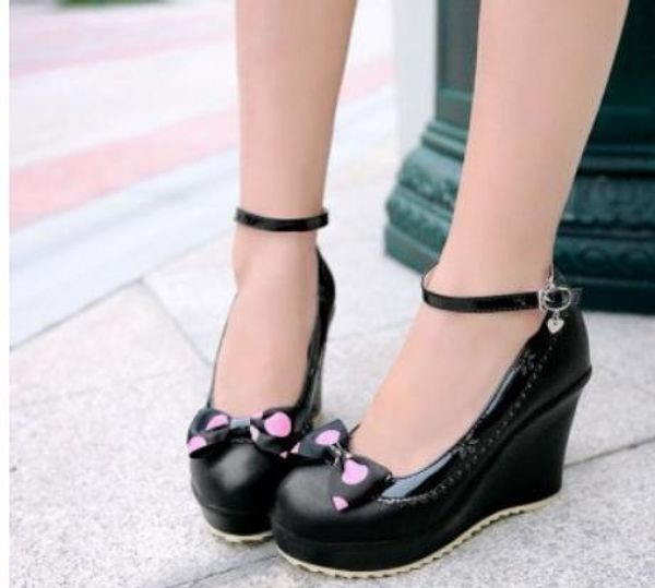 2019 women's shoes in spring and autumn with new style slope heel round head bowknot waterproof table@6045, Black
2019 women's shoes in spring and autumn with new style slope heel round head bowknot waterproof table@6045, Black