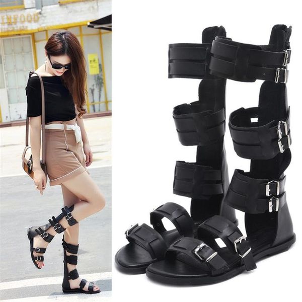 nayiduyun women knee high gladiator sandals long shaft strap flat heel summer party shoes open toe strappy buckle, Black
nayiduyun women knee high gladiator sandals long shaft strap flat heel summer party shoes open toe strappy buckle, Black