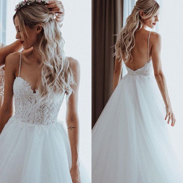 modest a line boho wedding dress beaded spaghetti straps tulle lace white beach backless wedding dresses robes de mariée bohème
modest a line boho wedding dress beaded spaghetti straps tulle lace white beach backless wedding dresses robes de mariée bohème