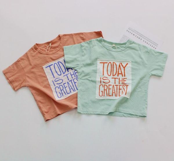2020 new girls boys t-shirt summer cotton fashion kids 1-6 t hv624, Blue
