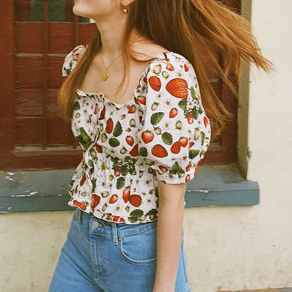 elegant shirt women's design french retro print square collar waist shirt blouse 2019 summer fashion women blouse, White
elegant shirt women's design french retro print square collar waist shirt blouse 2019 summer fashion women blouse, White