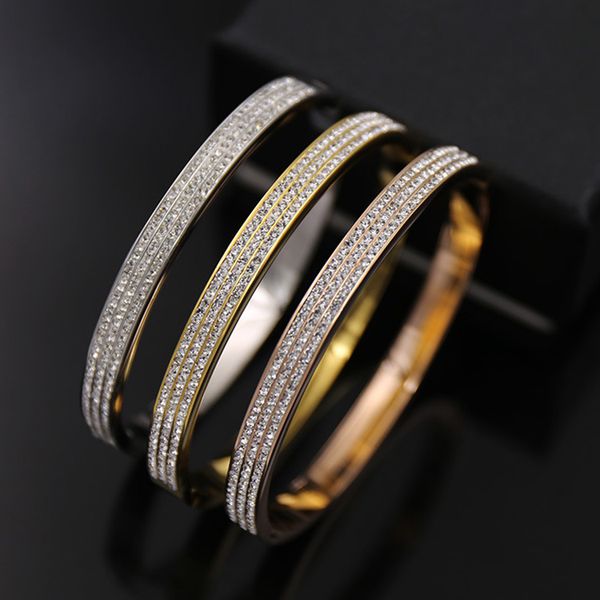 2019 styles 3 rows rhinestone gold color stainless steel bangle cuff love bangle women crystal open wedding jewelry gift, Golden;silver
2019 styles 3 rows rhinestone gold color stainless steel bangle cuff love bangle women crystal open wedding jewelry gift, Golden;silver