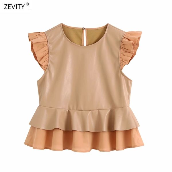 women's blouses & shirts zevity 2021 women agaric lace pu leather patchwork casual smock blouse shirt chic ruffles femininas blusas ls, White
women's blouses & shirts zevity 2021 women agaric lace pu leather patchwork casual smock blouse shirt chic ruffles femininas blusas ls, White