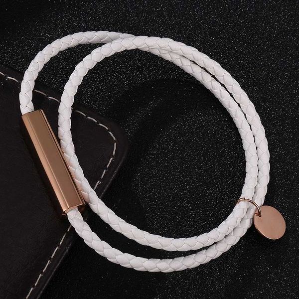 fashion casual jewelry white double leather bracelet for women men stainless steel magnetic buckle couples bracelets sp0702, Golden;silver
fashion casual jewelry white double leather bracelet for women men stainless steel magnetic buckle couples bracelets sp0702, Golden;silver