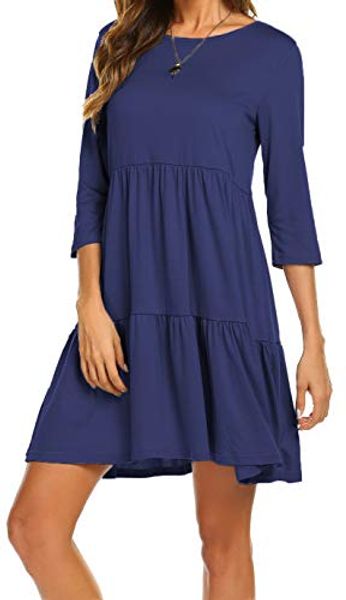 newchoice women's 3/4 long sleeve tunic t-shirts dress casual ruffle swing shift dresses, Black;gray
newchoice women's 3/4 long sleeve tunic t-shirts dress casual ruffle swing shift dresses, Black;gray