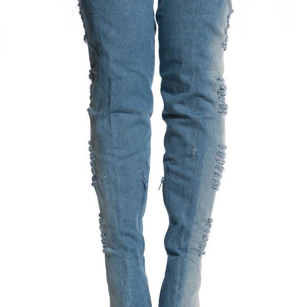 2020 new women hole ripped jeans over the knee boots super high heel stretchy night club footwear shoes large size 34-46, Black
2020 new women hole ripped jeans over the knee boots super high heel stretchy night club footwear shoes large size 34-46, Black