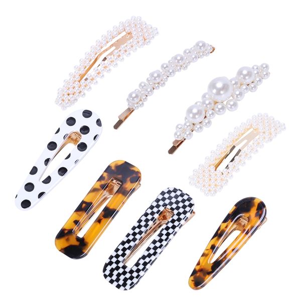 8 pcs durable large artificial pearl and resin hair clips gold acrylic leopard marble geometric hairpin, tortoise glamorous hair, Golden;white
8 pcs durable large artificial pearl and resin hair clips gold acrylic leopard marble geometric hairpin, tortoise glamorous hair, Golden;white
